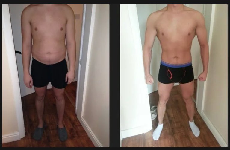 Male client transformation -10kg 312% strength